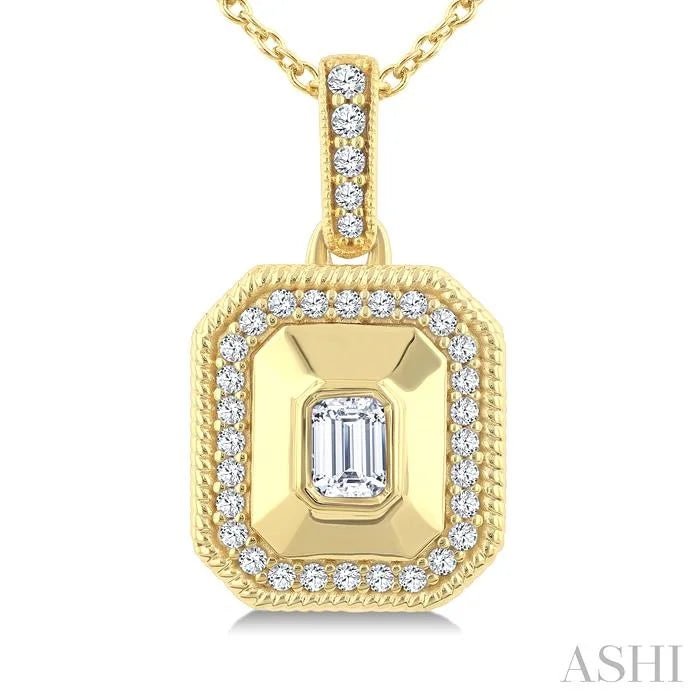 Emerald Shape Art Deco Diamond Fashion Pendant
