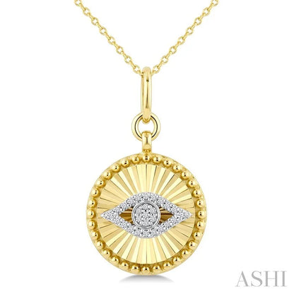 Evil Eye Fluted Medallion Diamond Fashion Pendant
