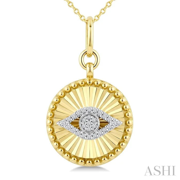 Evil Eye Fluted Medallion Diamond Fashion Pendant
