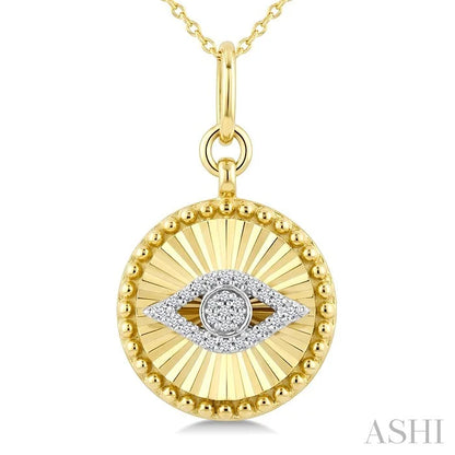 Evil Eye Fluted Medallion Diamond Fashion Pendant