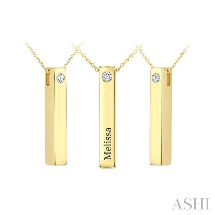 Melissa' Diamond Engraved Bar Name Pendant