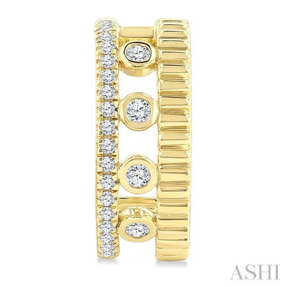 Golden Glow Bezel Layered Diamond Fashion Half Hoop Earrings