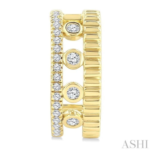 Golden Glow Bezel Layered Diamond Fashion Half Hoop Earrings