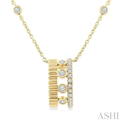 Golden Glow Bezel Layered Diamond Fashion Pendant