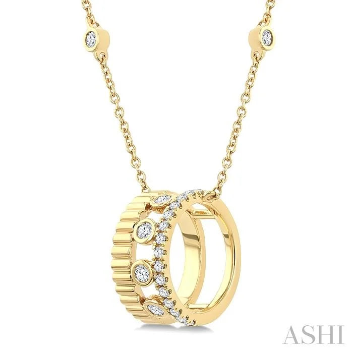 Golden Glow Bezel Layered Diamond Fashion Pendant