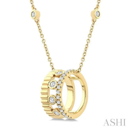 Golden Glow Bezel Layered Diamond Fashion Pendant