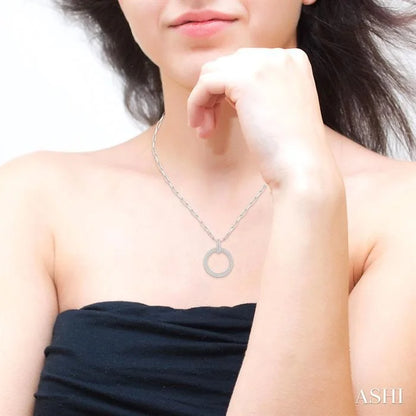 Pave-Set Circle Paperclip Diamond Fashion Pendant