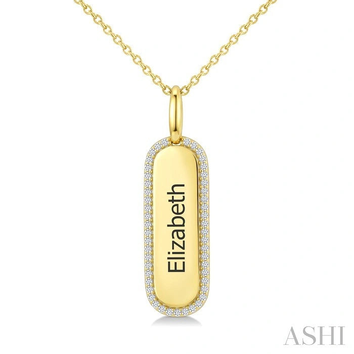 Elizabeth' Diamond Engraved Tag Name Pendant