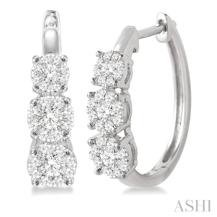 Round Shape Past Present & Future Lovebright Essential Diamond Hoop Earrings
