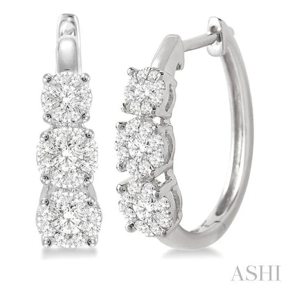 Round Shape Past Present & Future Lovebright Essential Diamond Hoop Earrings