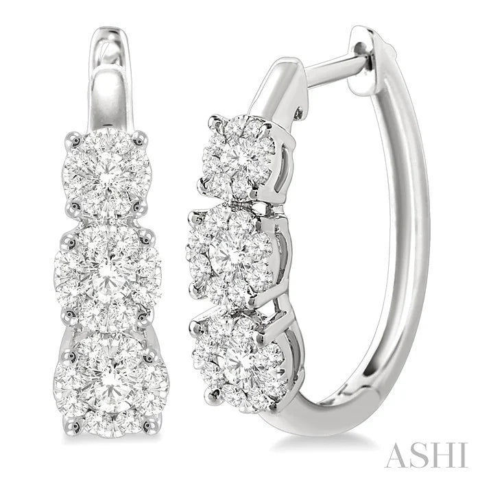 Round Shape Past Present & Future Lovebright Essential Diamond Hoop Earrings