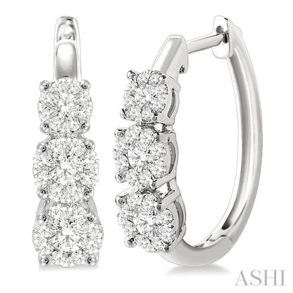 Round Shape Past Present & Future Lovebright Essential Diamond Hoop Earrings