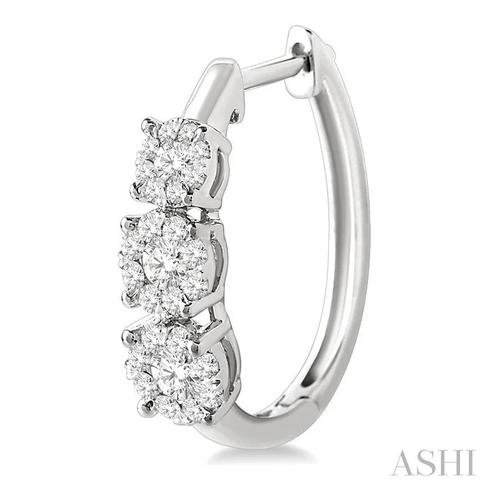 Round Shape Past Present & Future Lovebright Essential Diamond Hoop Earrings