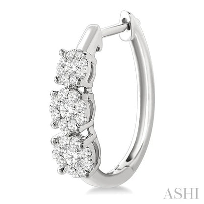 Round Shape Past Present & Future Lovebright Essential Diamond Hoop Earrings