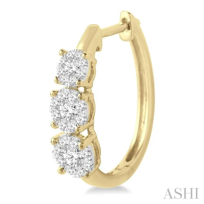 Round Shape Past Present & Future Lovebright Essential Diamond Hoop Earrings