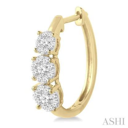Round Shape Past Present & Future Lovebright Essential Diamond Hoop Earrings