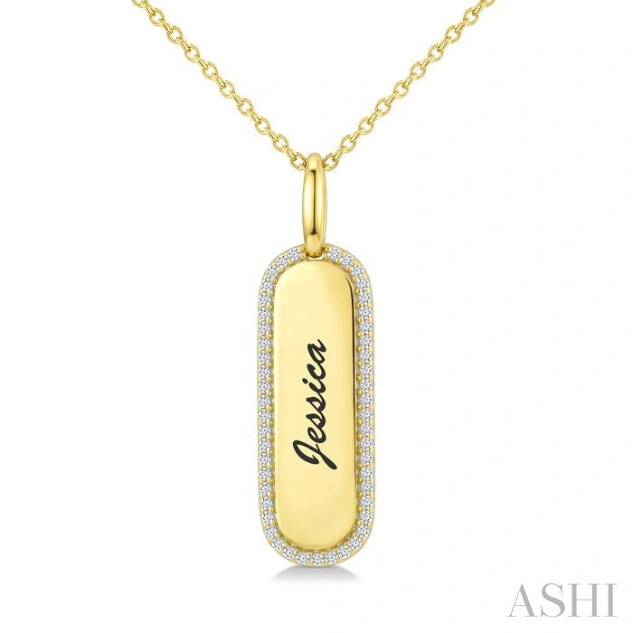 Jessica' Diamond Engraved Tag Name Pendant