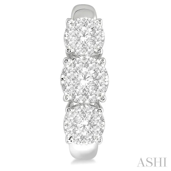 Round Shape Past Present & Future Lovebright Essential Diamond Half Hoop Earrings