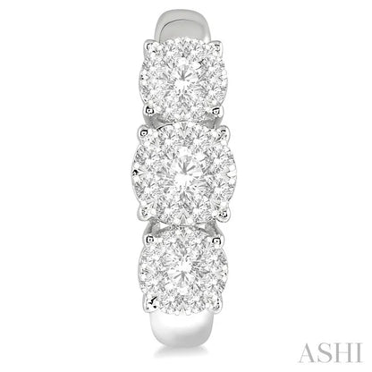 Round Shape Past Present & Future Lovebright Essential Diamond Half Hoop Earrings
