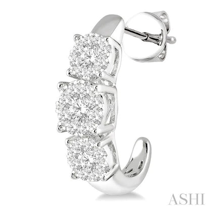 Round Shape Past Present & Future Lovebright Essential Diamond Half Hoop Earrings