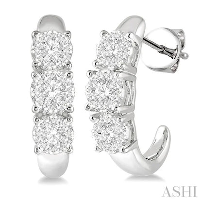 Round Shape Past Present & Future Lovebright Essential Diamond Half Hoop Earrings