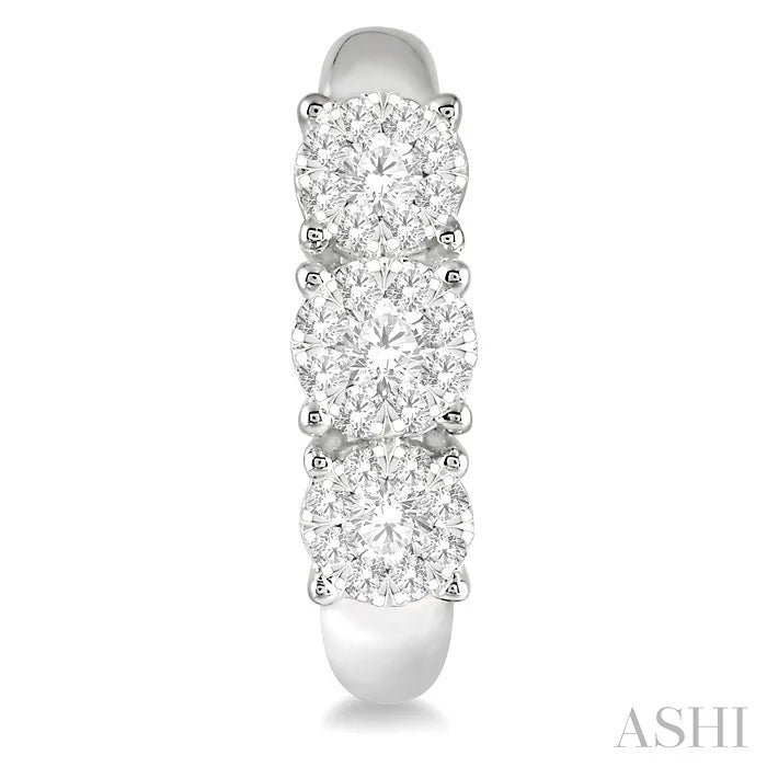 Round Shape Past Present & Future Lovebright Essential Diamond Half Hoop Earrings