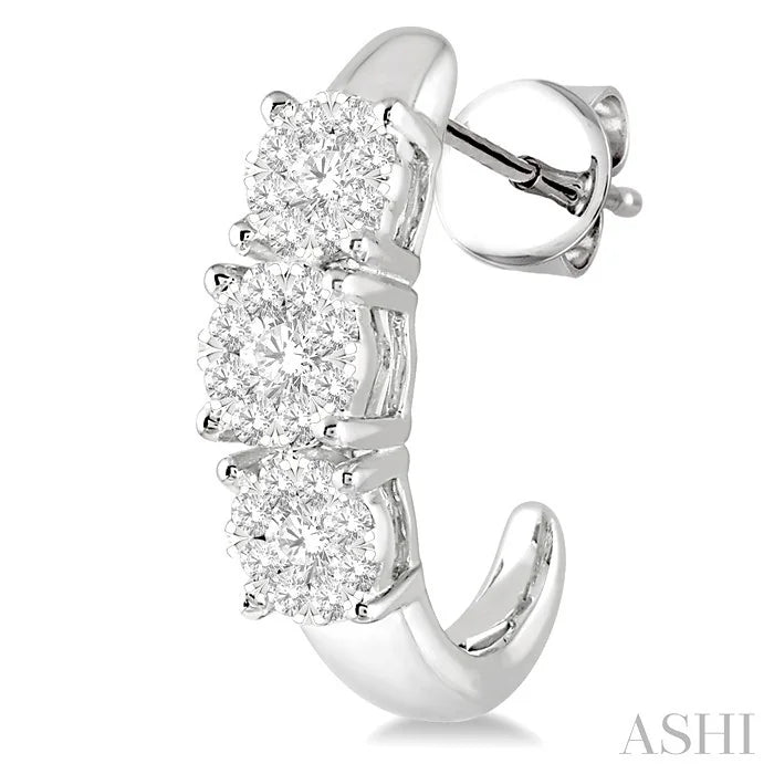 Round Shape Past Present & Future Lovebright Essential Diamond Half Hoop Earrings