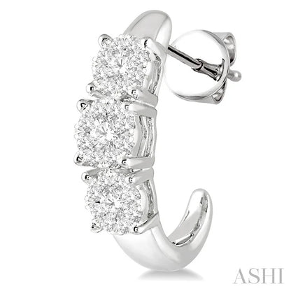 Round Shape Past Present & Future Lovebright Essential Diamond Half Hoop Earrings