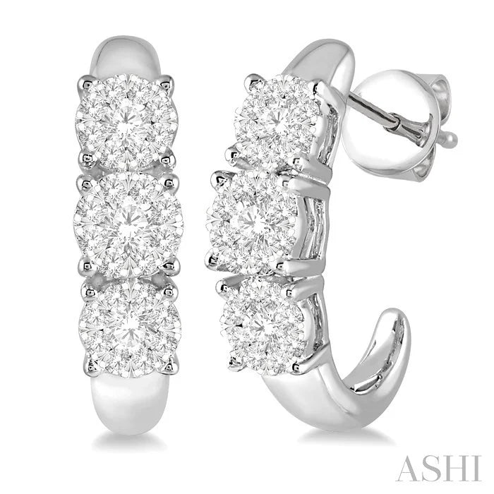 Round Shape Past Present & Future Lovebright Essential Diamond Half Hoop Earrings