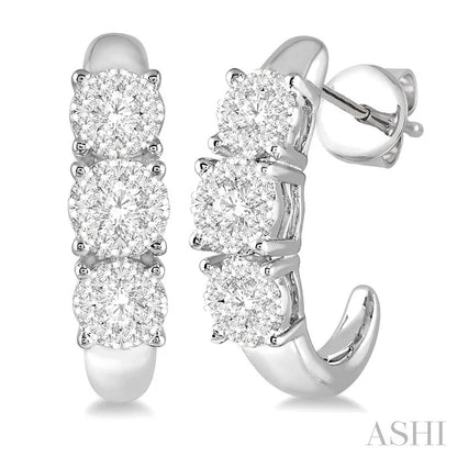 Round Shape Past Present & Future Lovebright Essential Diamond Half Hoop Earrings