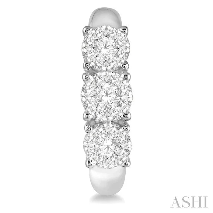 Round Shape Past Present & Future Lovebright Essential Diamond Half Hoop Earrings