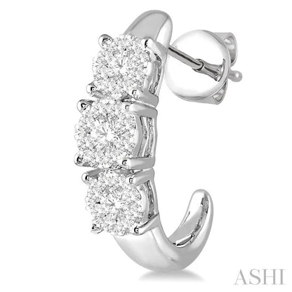 Round Shape Past Present & Future Lovebright Essential Diamond Half Hoop Earrings