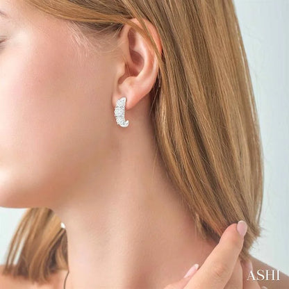 Round Shape Past Present & Future Lovebright Essential Diamond Half Hoop Earrings