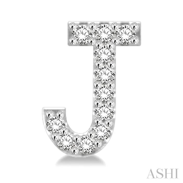 Block 'J' Initial Diamond Earrings