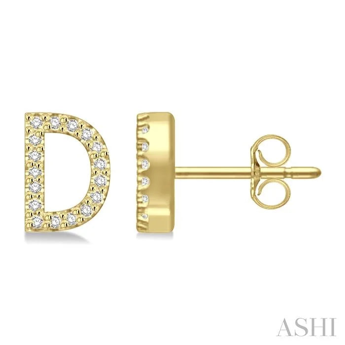 Block 'D' Initial Diamond Earrings