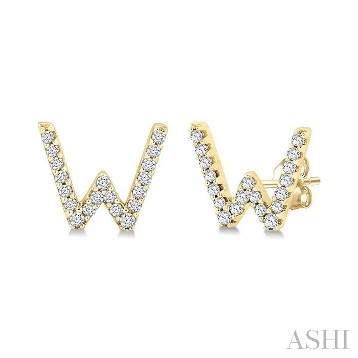 Block 'W' Initial Diamond Earrings
