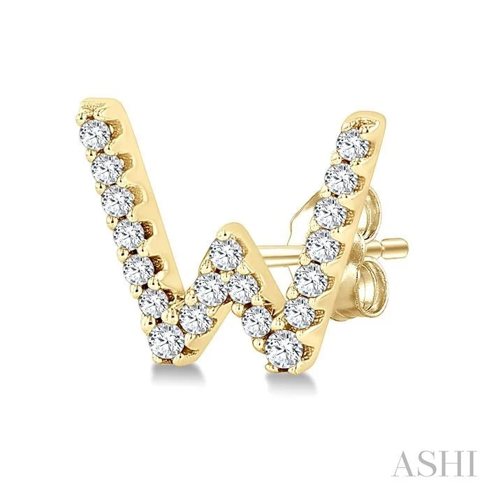 Block 'W' Initial Diamond Earrings