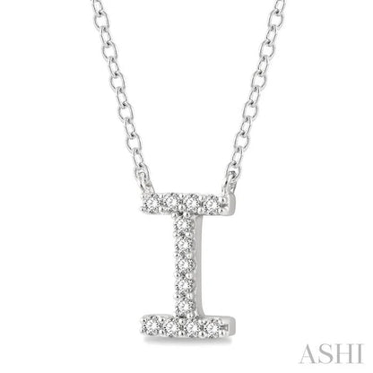 Block 'I' Initial Diamond Pendant