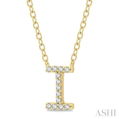 Block 'I' Initial Diamond Pendant