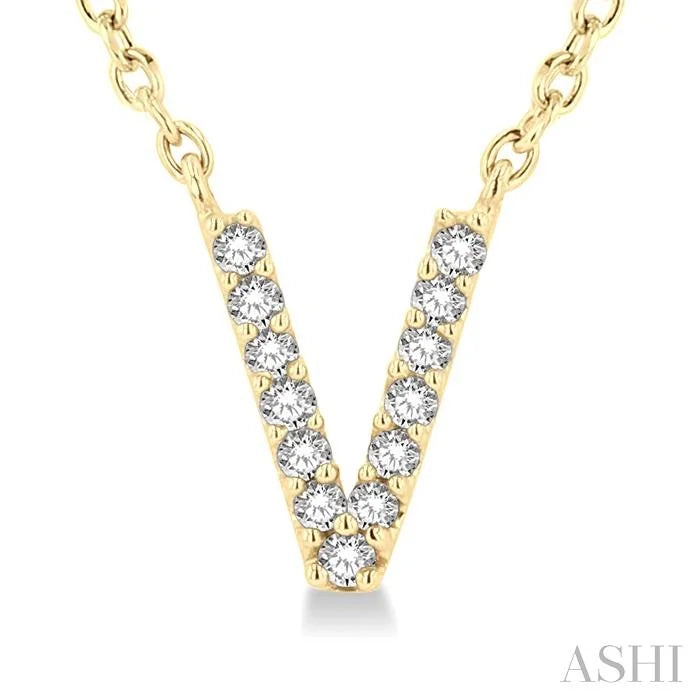 Block 'V' Initial Diamond Pendant
