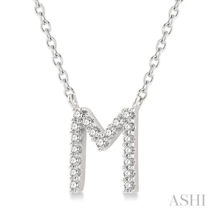 Block 'M' Initial Diamond Pendant