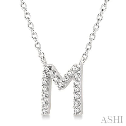 Block 'M' Initial Diamond Pendant