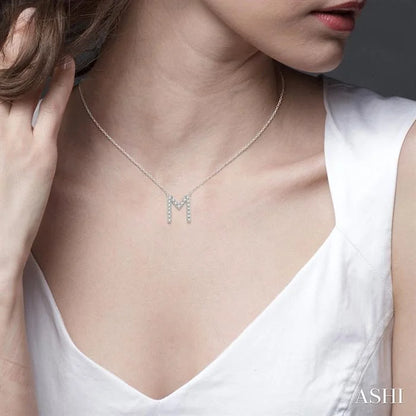 Block 'M' Initial Diamond Pendant