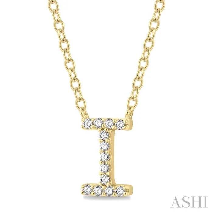 Block 'I' Initial Diamond Pendant