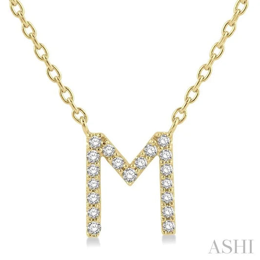 Block 'M' Initial Diamond Pendant