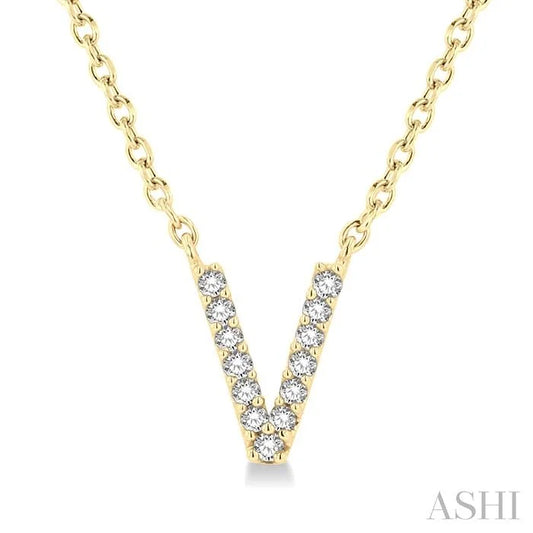 Block 'V' Initial Diamond Pendant