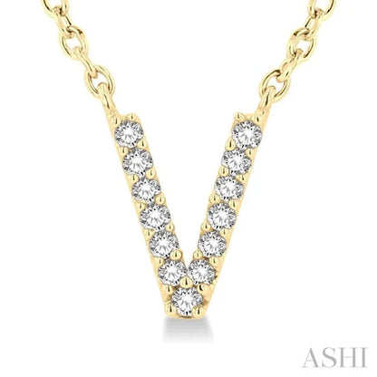 Block 'V' Initial Diamond Pendant