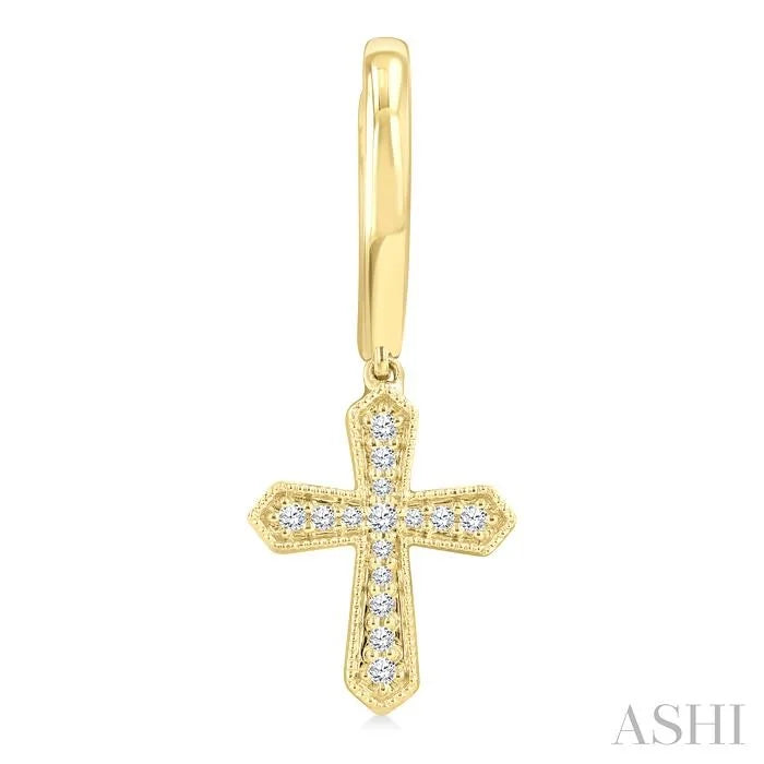 Cross Petite Diamond Huggie Fashion Earrings