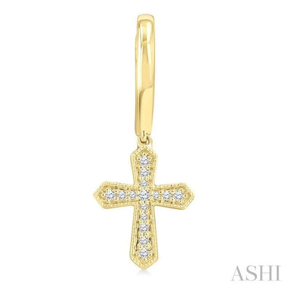 Cross Petite Diamond Huggie Fashion Earrings