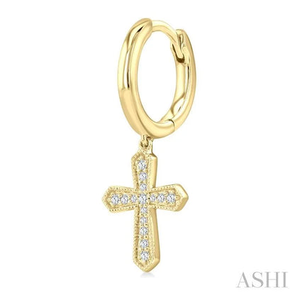 Cross Petite Diamond Huggie Fashion Earrings